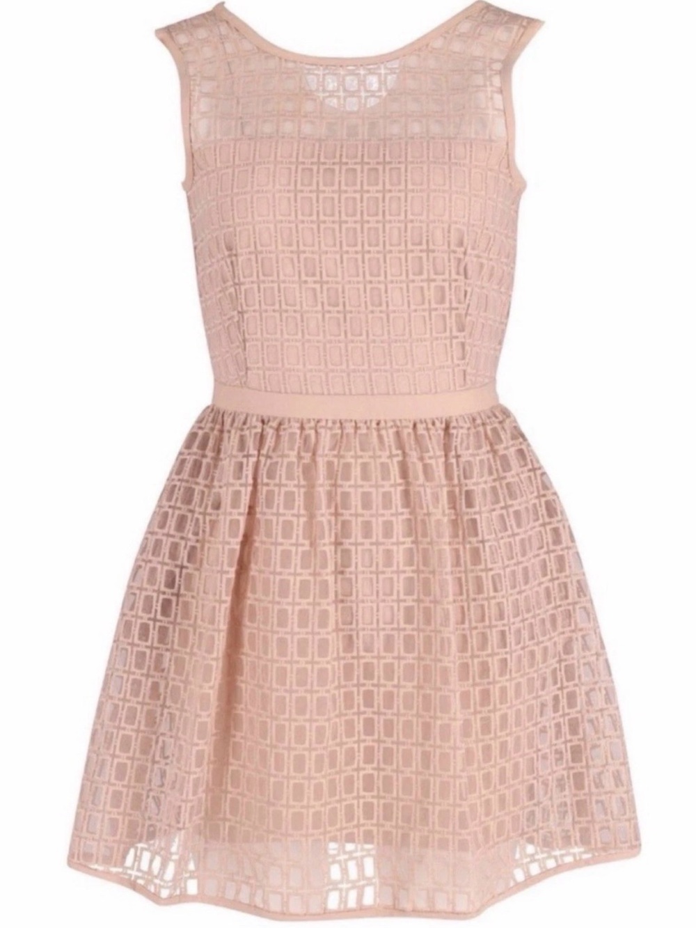 Maje Elixir Cloqué Nude Fit & Flare Mini Dress T2 M NWT - Picture 4 of 13